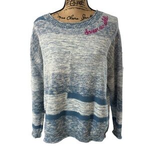 Sundance Dancing In The Sun Heather Blue Sweater Cotton Long Sleeve Size Large